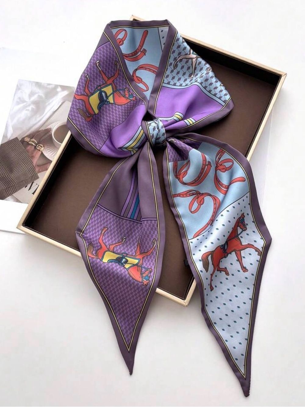 Purple horse Print Scarf M806